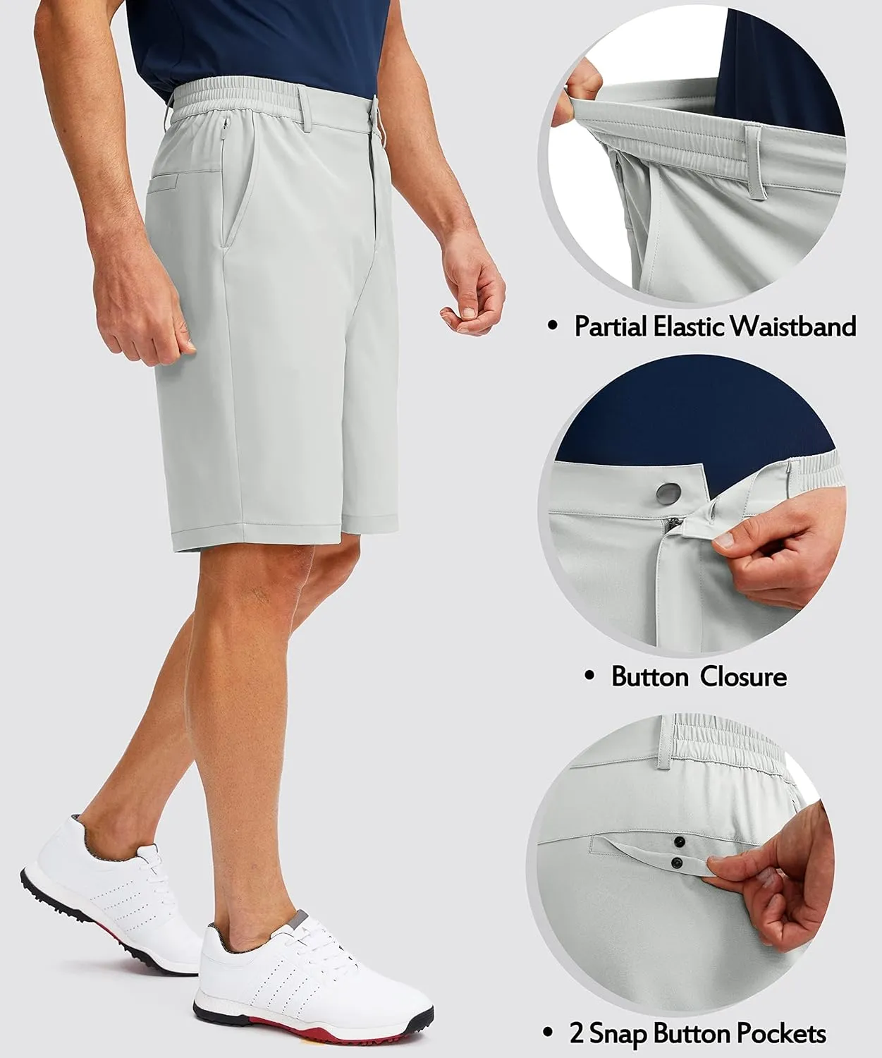G Gradual Men's Golf Shorts with 5 Pockets 9" Light Weight Stretch Quick Dry Casual Dress Work Shorts for Men