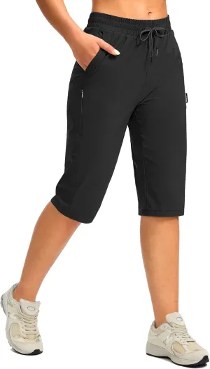 G Gradual Women's 15'' Long Shorts Below The Knee Hiking Cargo Capris Stretch Quick Dry Bermuda Shorts for Women with Pockets