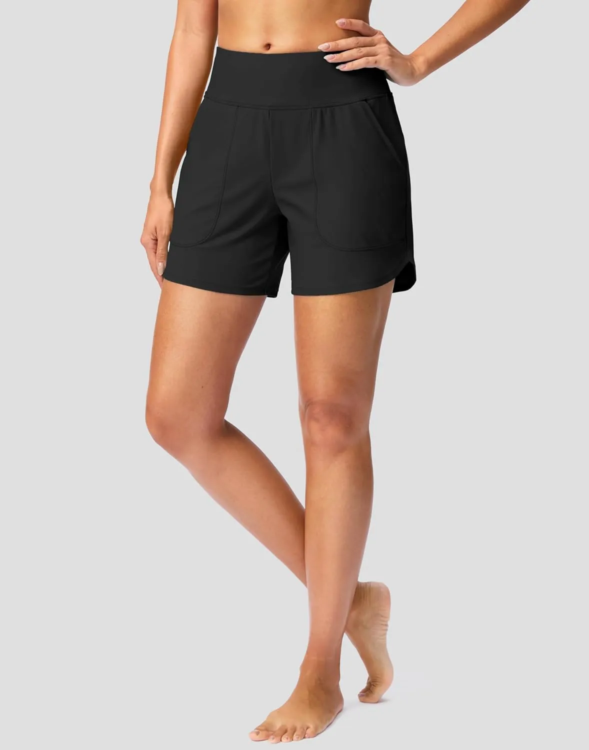 G Gradual Women's 5" Swim Board Shorts Quick Dry High Waisted Beach Shorts for Women Swimsuit Bottoms with Liner Pockets