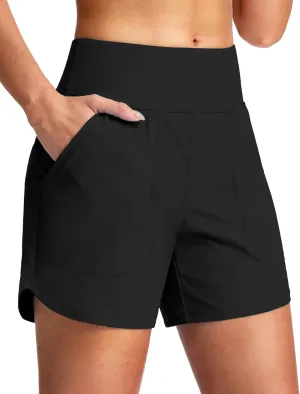 G Gradual Women's 5" Swim Board Shorts Quick Dry High Waisted Beach Shorts for Women Swimsuit Bottoms with Liner Pockets