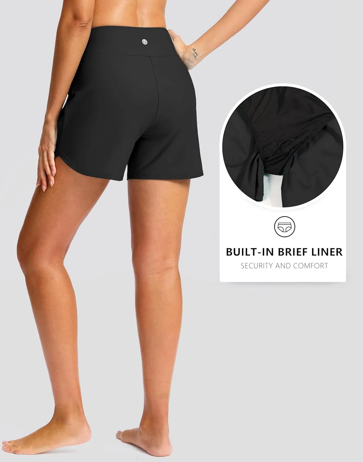G Gradual Women's 5" Swim Board Shorts Quick Dry High Waisted Beach Shorts for Women Swimsuit Bottoms with Liner Pockets