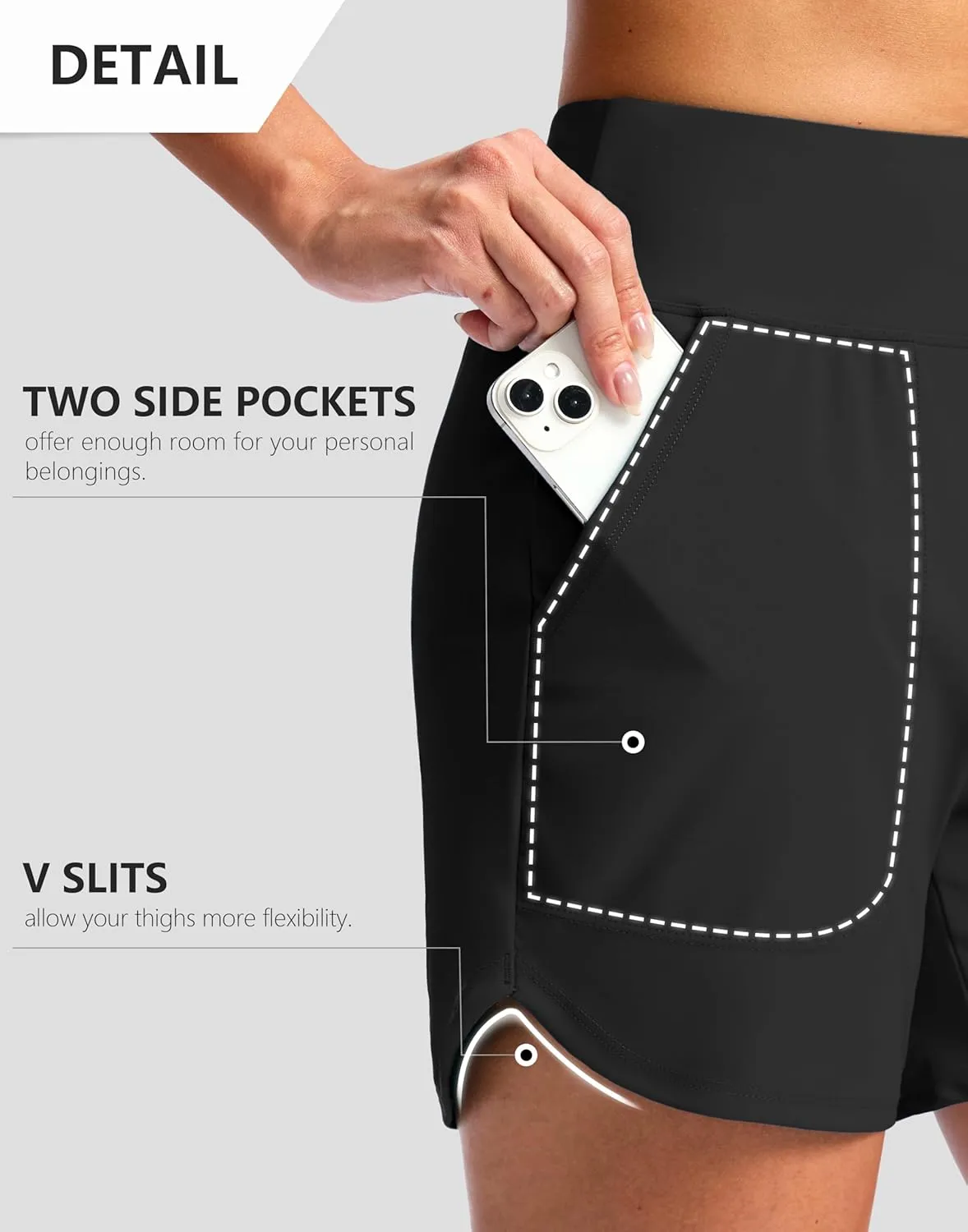 G Gradual Women's 5" Swim Board Shorts Quick Dry High Waisted Beach Shorts for Women Swimsuit Bottoms with Liner Pockets