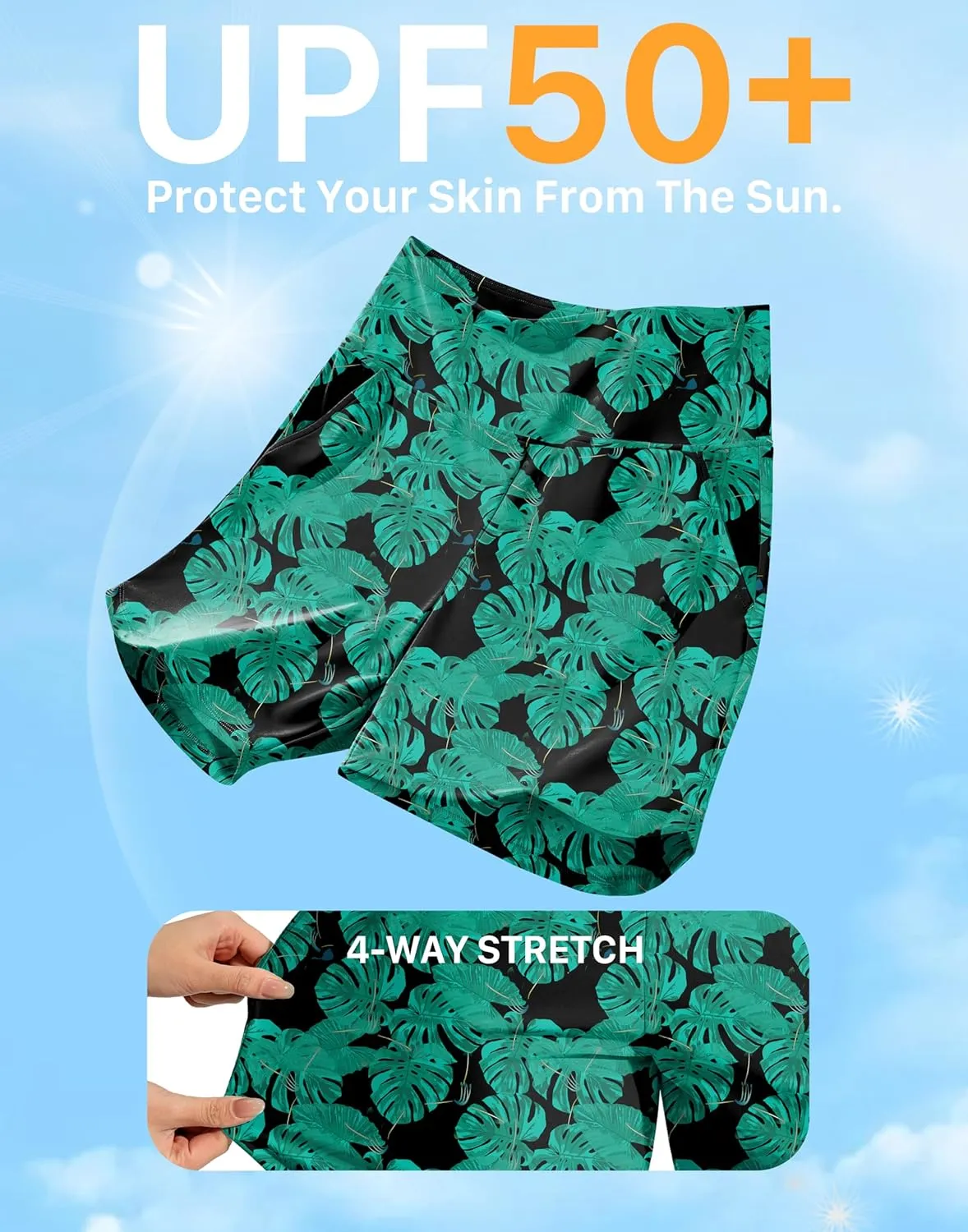 G Gradual Women's 7" Quick Dry Swim Board Shorts Swimming Bottoms High Waisted Beach Shorts for Women with Liner Pockets
