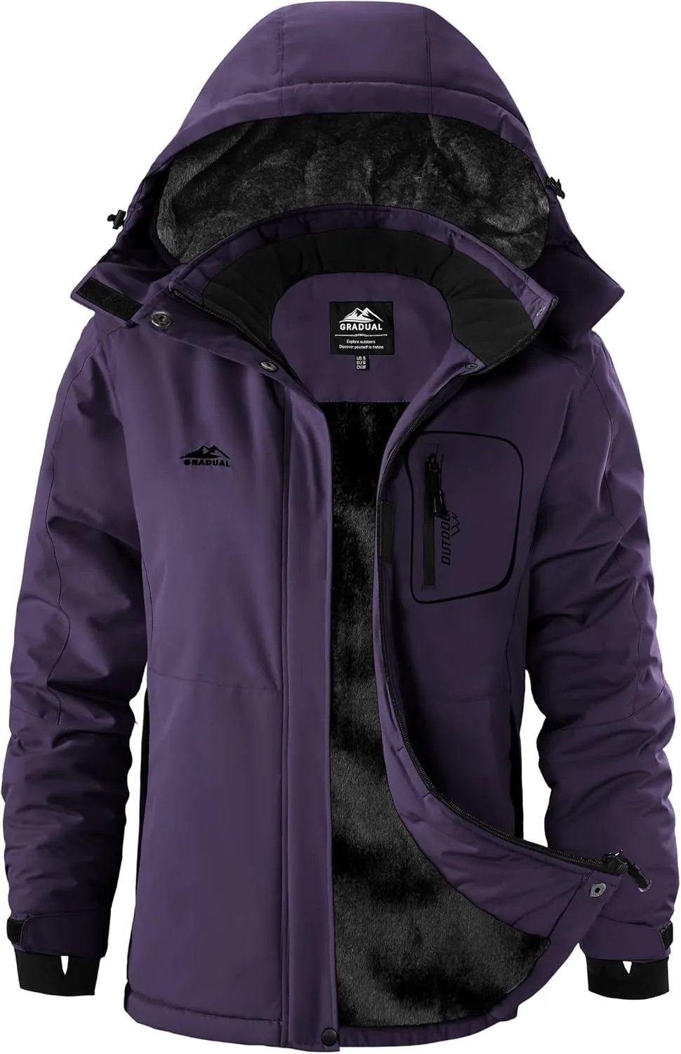 G Gradual Women's Ski Jackets Waterproof Insulated Fleece Lined Heavyweight Winter Jacket Hood Mountain Snowboarding Coat