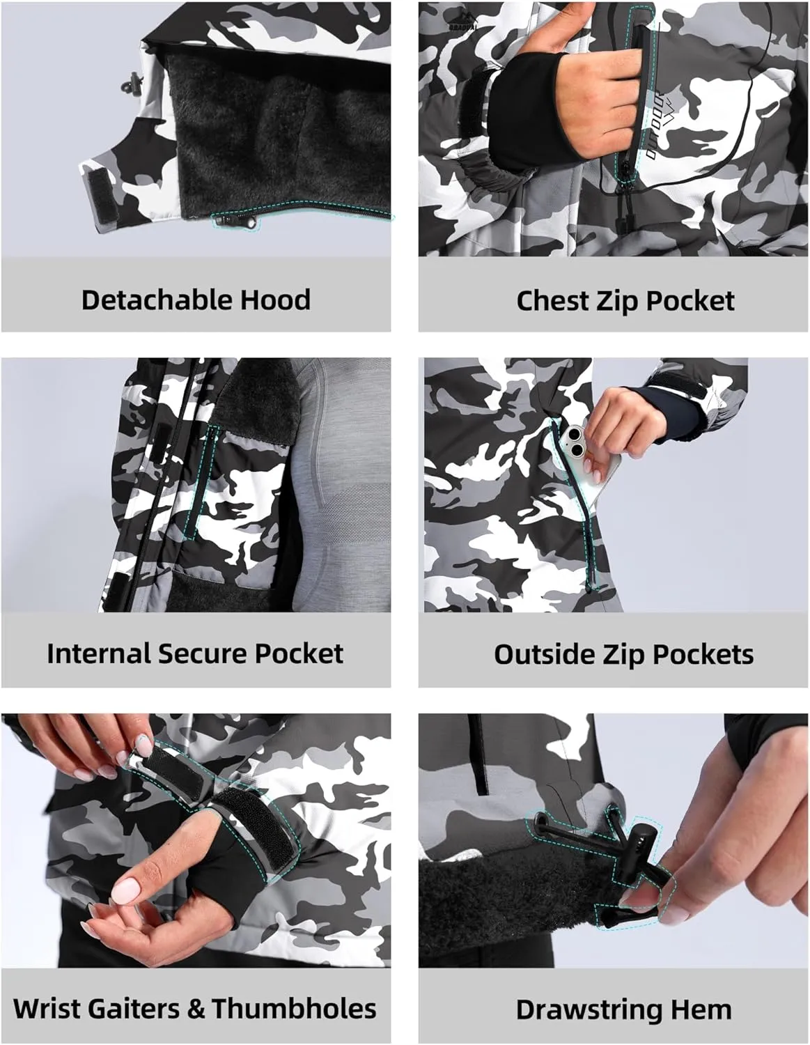 G Gradual Women's Ski Jackets Waterproof Insulated Fleece Lined Heavyweight Winter Jacket Hood Mountain Snowboarding Coat