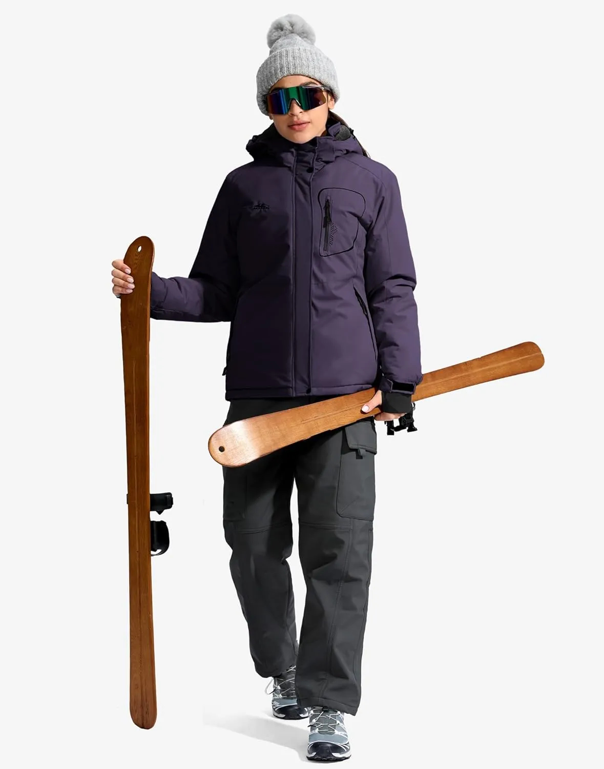 G Gradual Women's Ski Jackets Waterproof Insulated Fleece Lined Heavyweight Winter Jacket Hood Mountain Snowboarding Coat