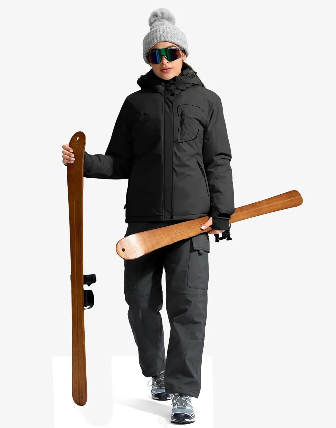 G Gradual Women's Ski Jackets Waterproof Insulated Fleece Lined Heavyweight Winter Jacket Hood Mountain Snowboarding Coat