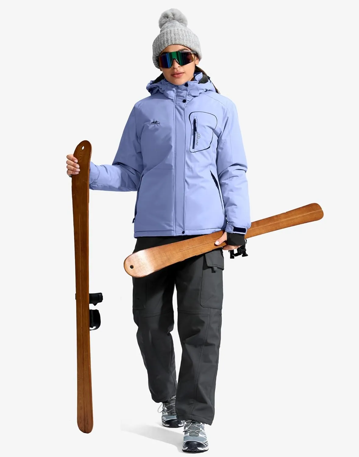 G Gradual Women's Ski Jackets Waterproof Insulated Fleece Lined Heavyweight Winter Jacket Hood Mountain Snowboarding Coat