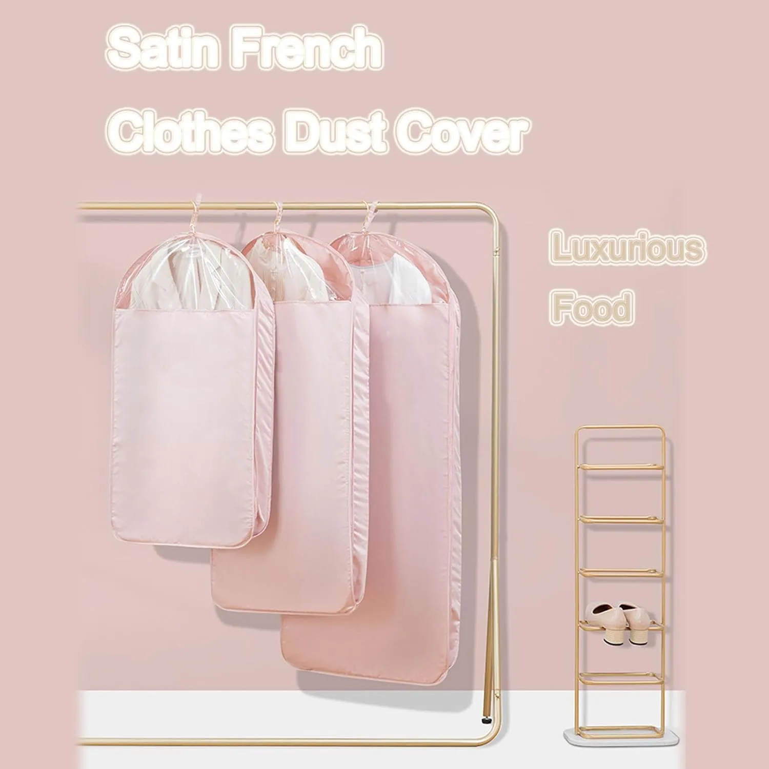 Garment Bags for Hanging Clothes, Hanging Clothes Bag Dust-Proof Suitable for Coats, Jackets, Shirts, Down Jackets(Pink,90x58x9cm/35x23x4in)