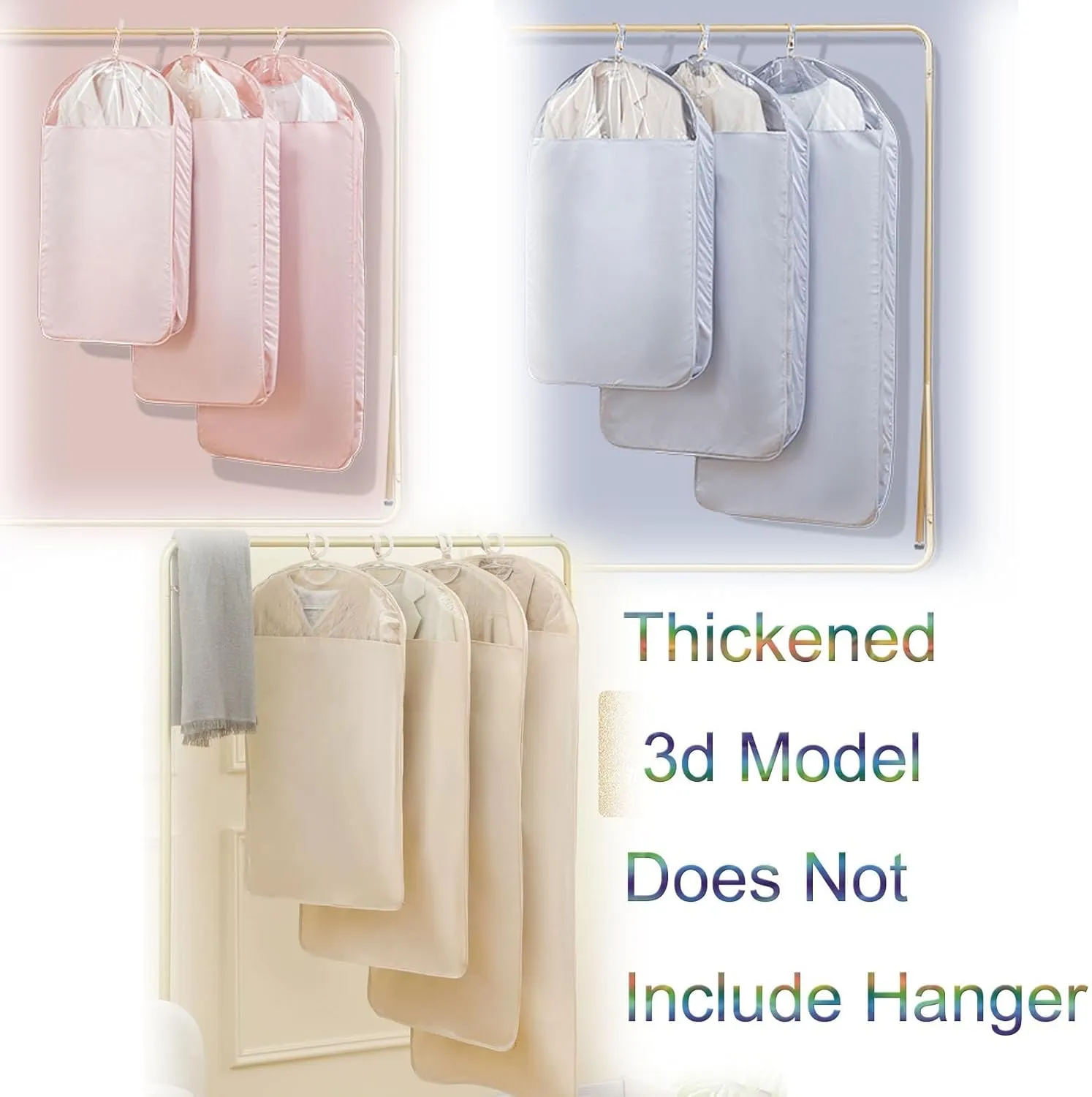Garment Bags for Hanging Clothes, Hanging Clothes Bag Dust-Proof Suitable for Coats, Jackets, Shirts, Down Jackets(Pink,90x58x9cm/35x23x4in)