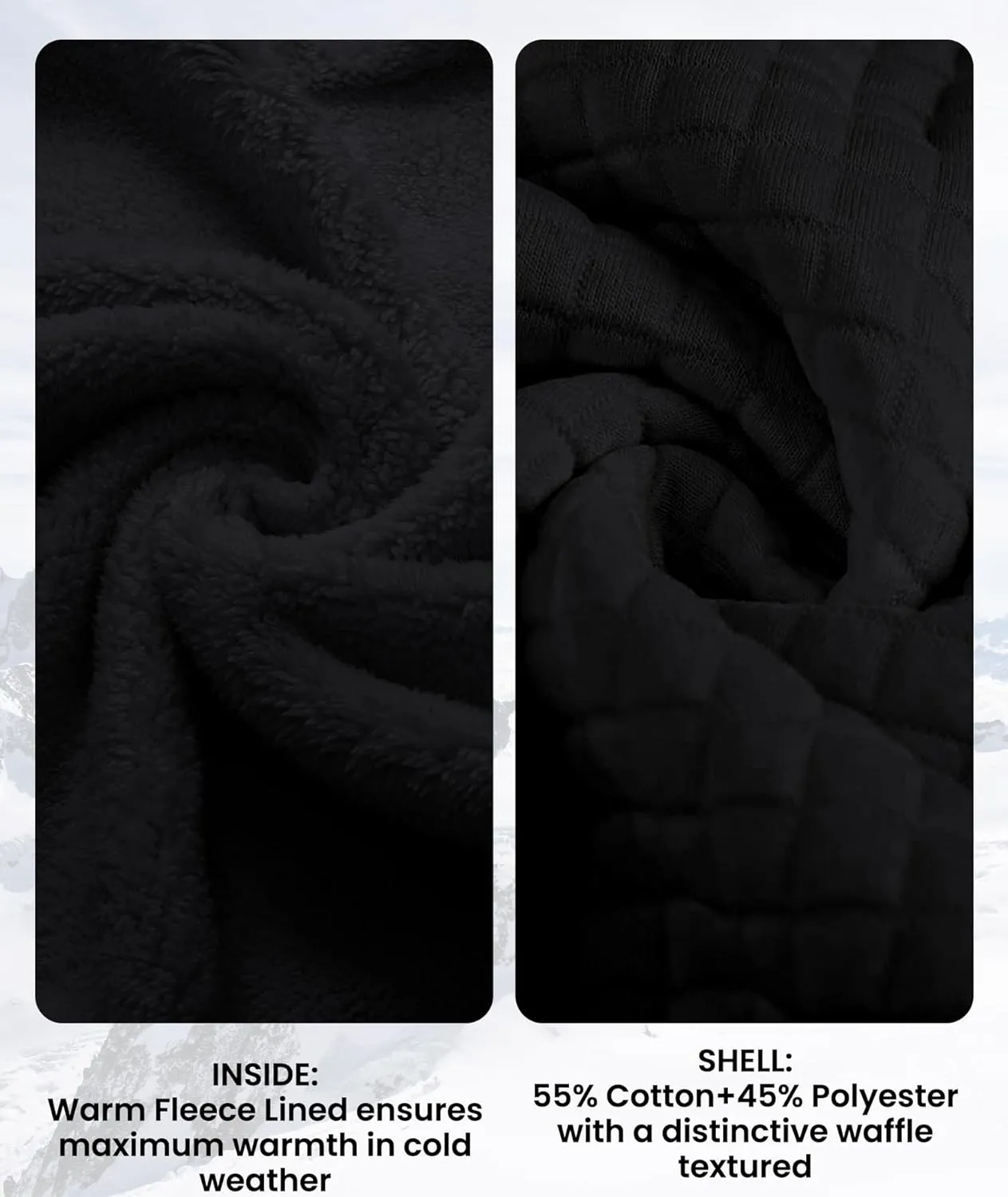 GEEK LIGHTING Mens Fleece Lined Hoodies Zip Up Waffle Knit Thicken Hooded Sweatshirts Winter Jackets