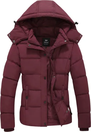 GGleaf Women's Winter Coats Quilted Puffer Jacket Warm Snow Coat with Removable Hood