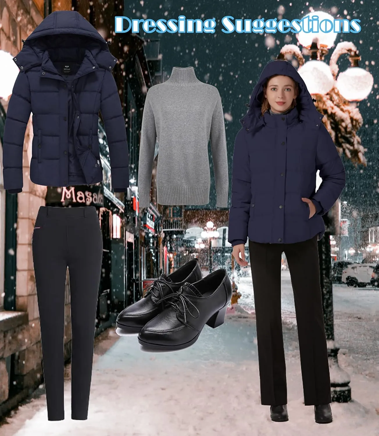 GGleaf Women's Winter Coats Quilted Puffer Jacket Warm Snow Coat with Removable Hood