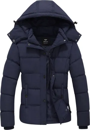 GGleaf Women's Winter Coats Quilted Puffer Jacket Warm Snow Coat with Removable Hood