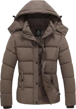 GGleaf Women's Winter Coats Quilted Puffer Jacket Warm Snow Coat with Removable Hood