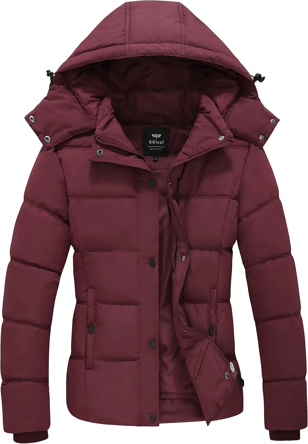 GGleaf Women's Winter Coats Quilted Puffer Jacket Warm Snow Coat with Removable Hood