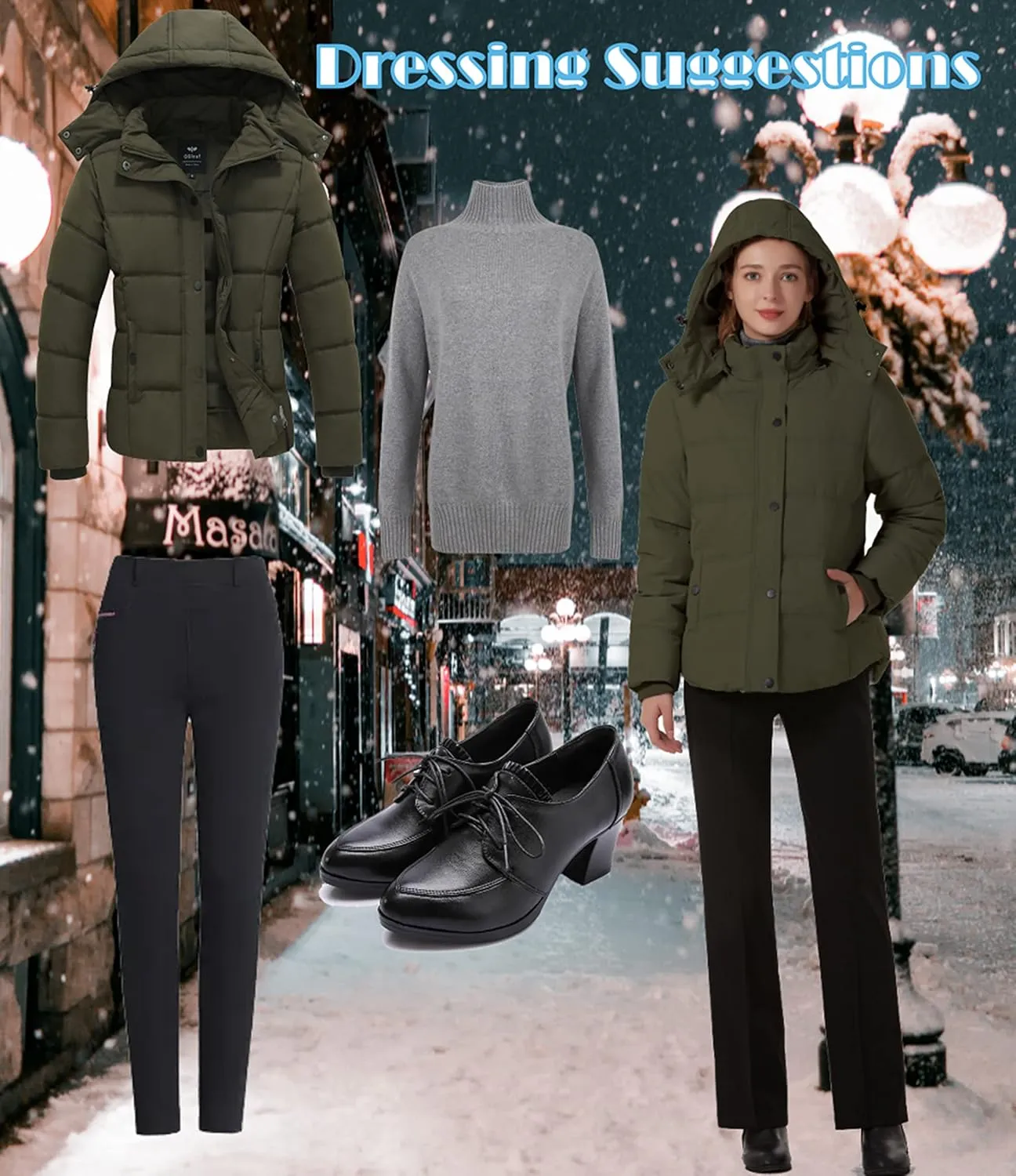 GGleaf Women's Winter Coats Quilted Puffer Jacket Warm Snow Coat with Removable Hood