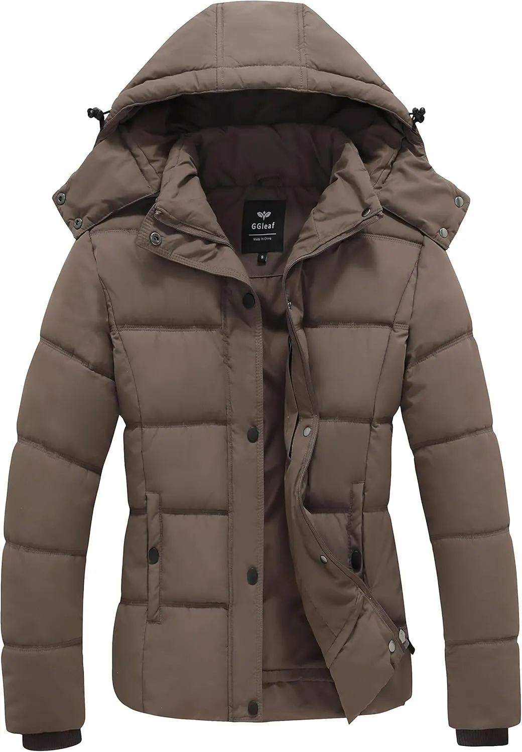 GGleaf Women's Winter Coats Quilted Puffer Jacket Warm Snow Coat with Removable Hood