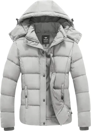 GGleaf Women's Winter Coats Quilted Puffer Jacket Warm Snow Coat with Removable Hood