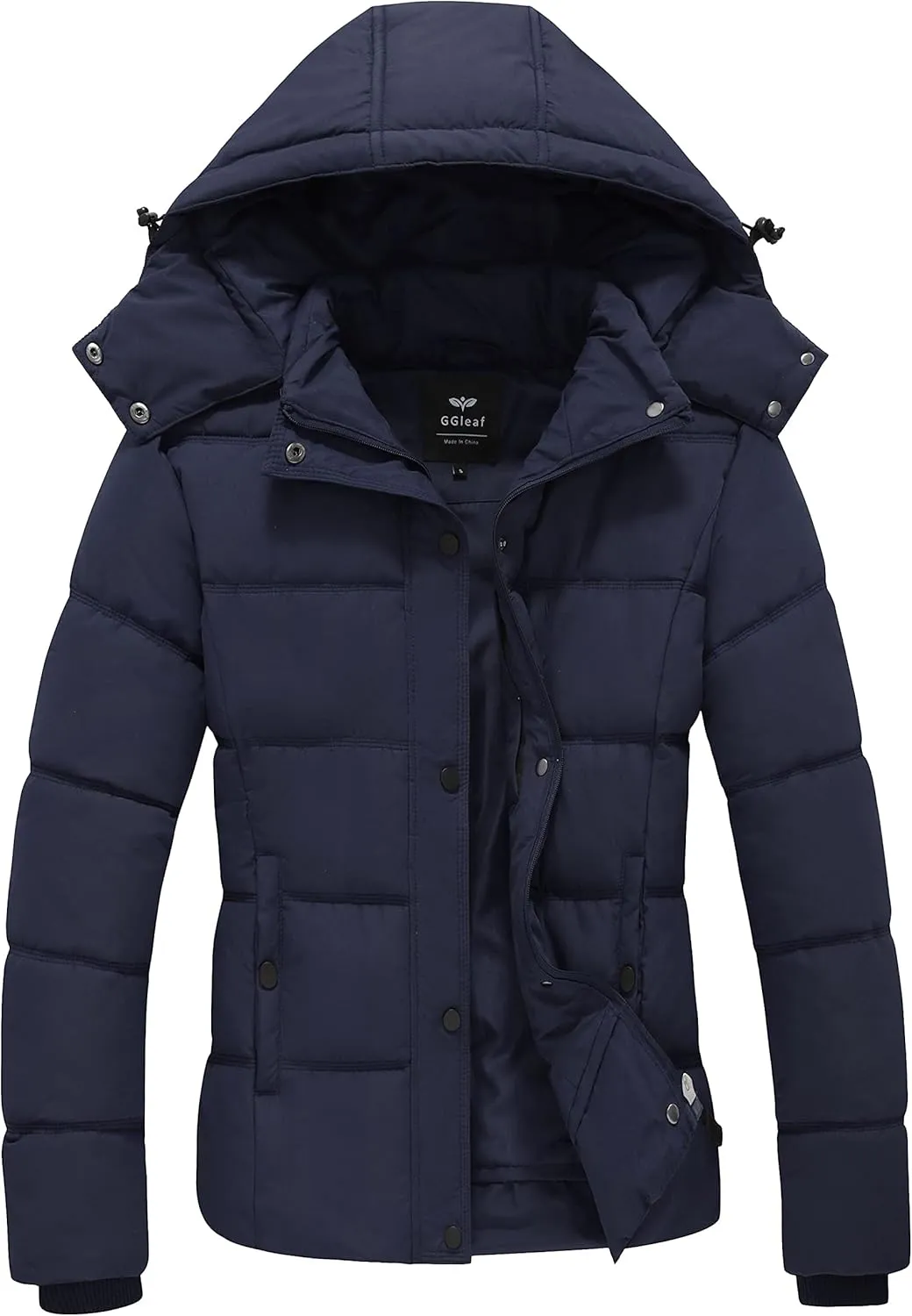 GGleaf Women's Winter Coats Quilted Puffer Jacket Warm Snow Coat with Removable Hood
