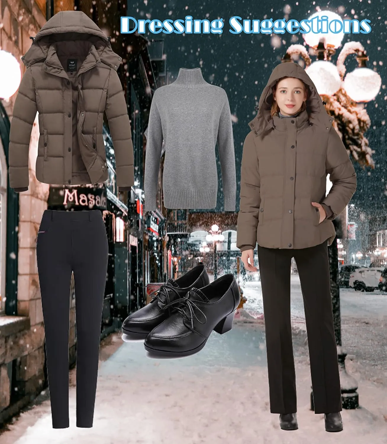 GGleaf Women's Winter Coats Quilted Puffer Jacket Warm Snow Coat with Removable Hood
