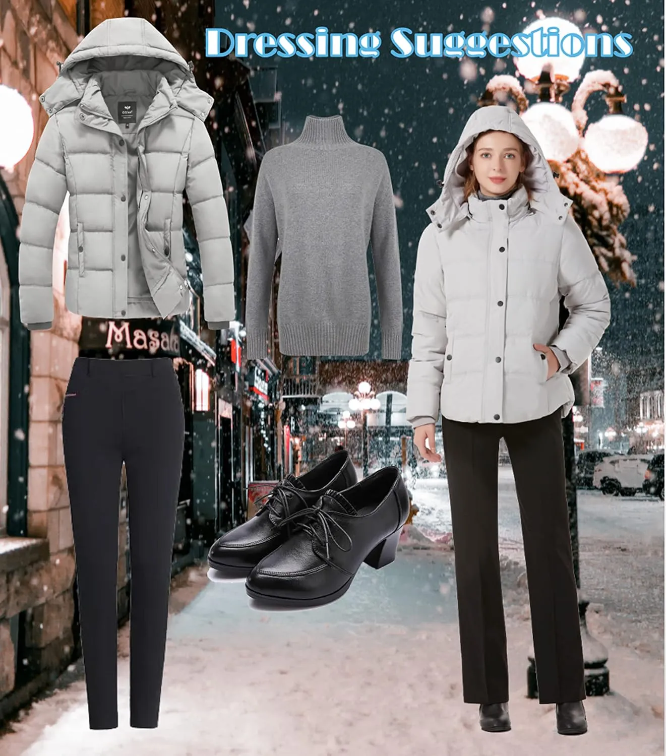 GGleaf Women's Winter Coats Quilted Puffer Jacket Warm Snow Coat with Removable Hood