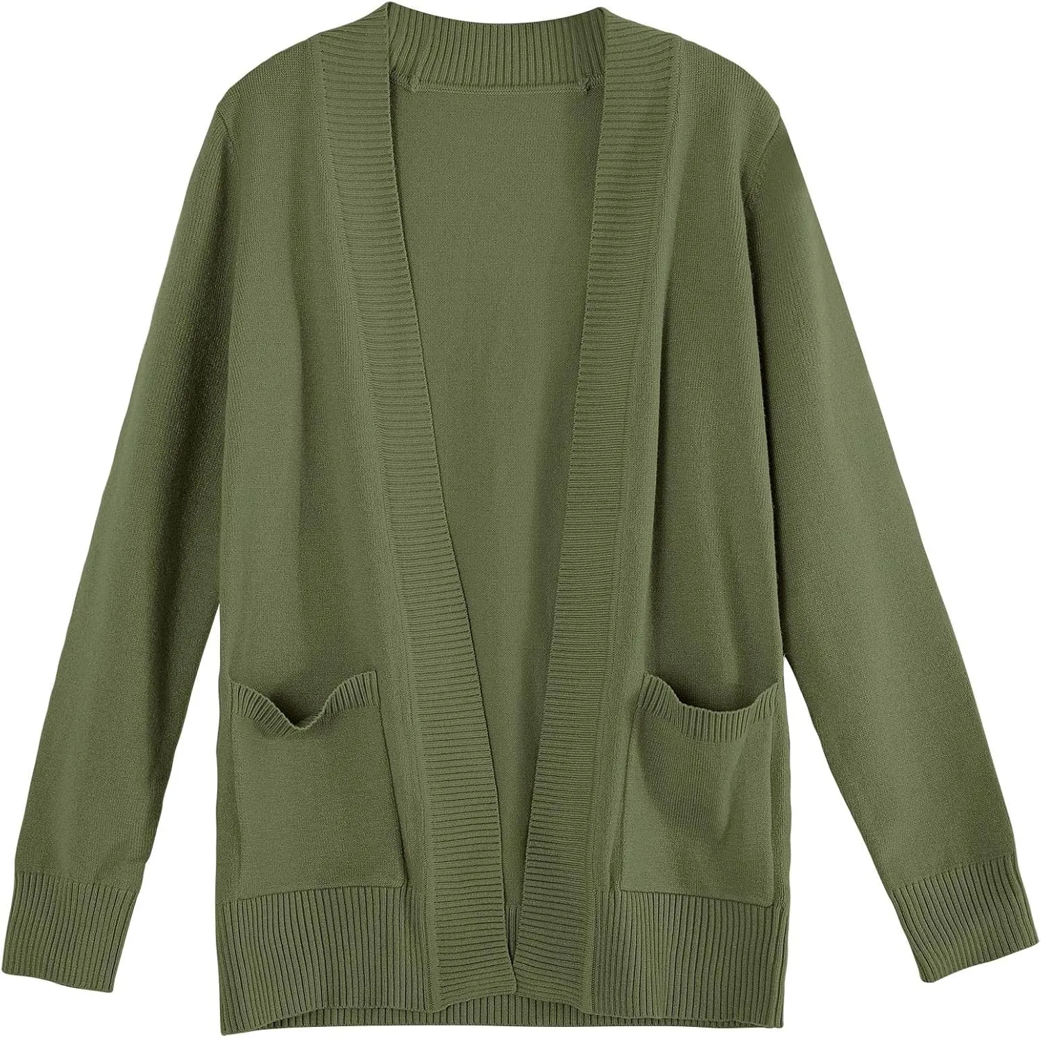 Girls Cardigan Knit Open Front Long Sleeve Sweaters Fall Casual Outwear with Pockets for 5-14 T Kids