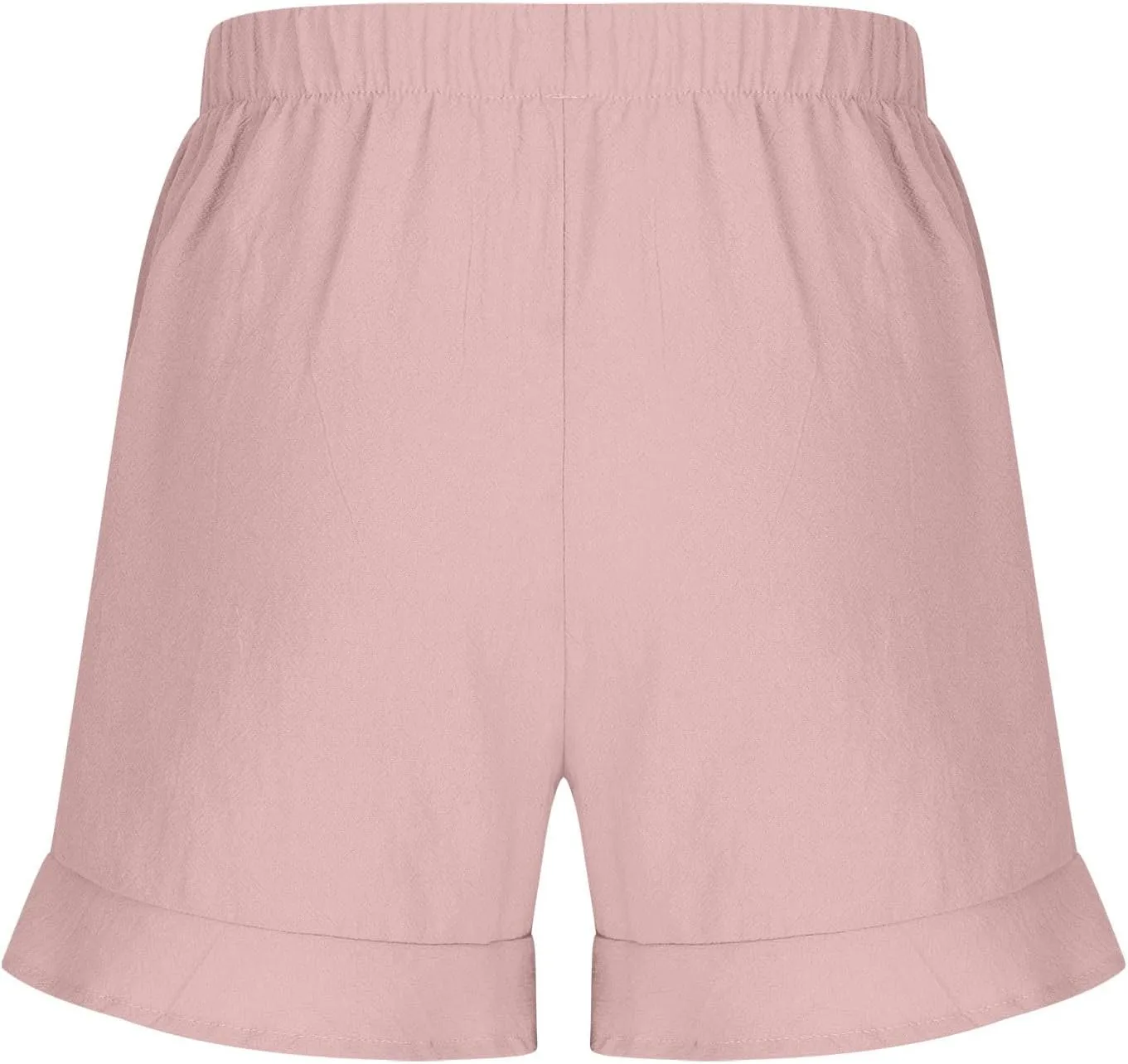 Girls Summer Ruffle Hem Linen Shorts Trendy Casual Elastic Waist Loose Leisure Beach Shorts with Pockets for 3-13 Years