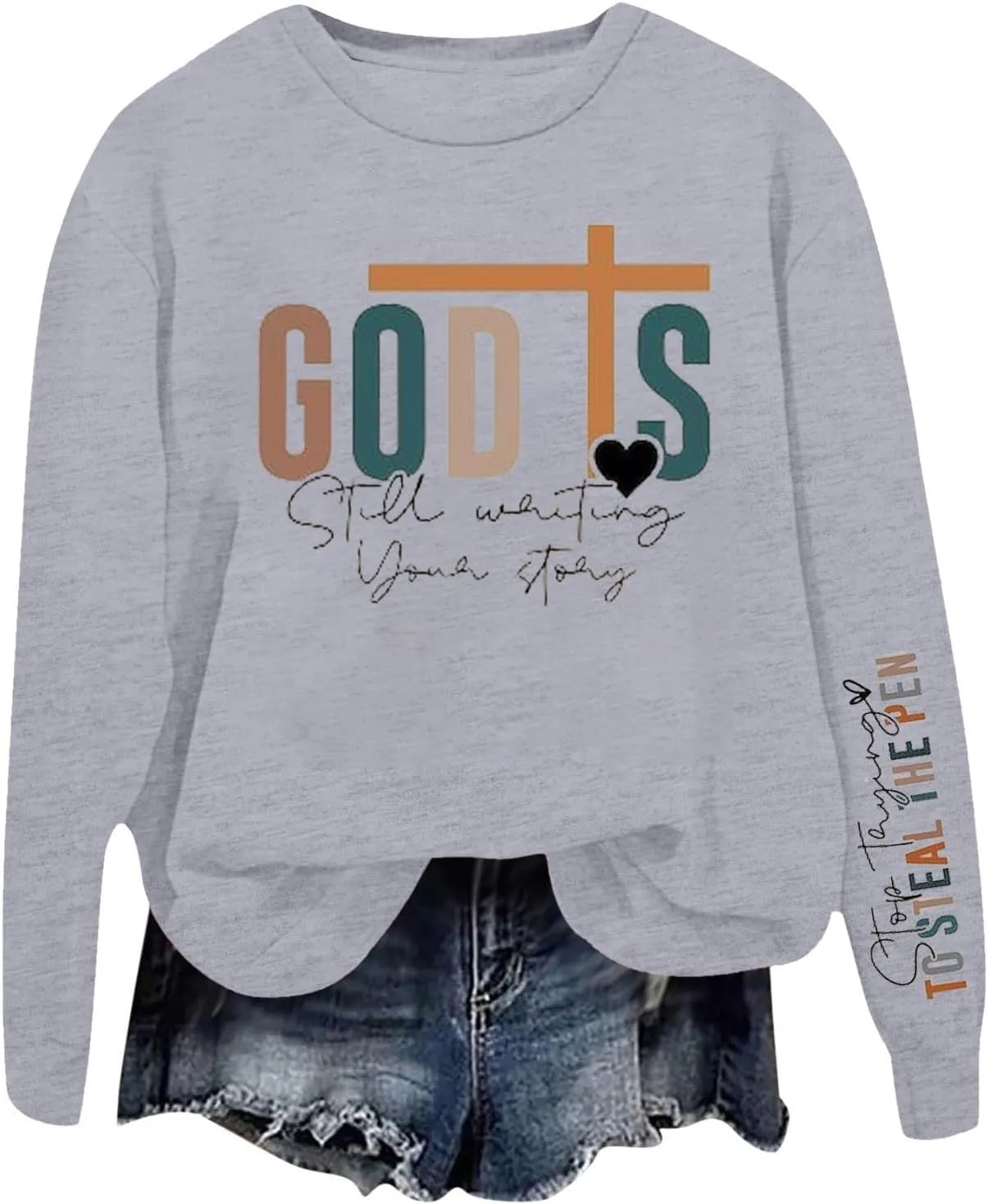 God Is Still Writing Your Story Sweatshirts For Womens Casual Shirts Drop Shoulder Long Sleeve Crewneck Clothing