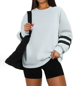 GOFULY Crewneck Sweatshirt For Women Trendy Plus Size Shirts Long Sleeve Oversized Sweatshirts Fall Winter Solid Pullover