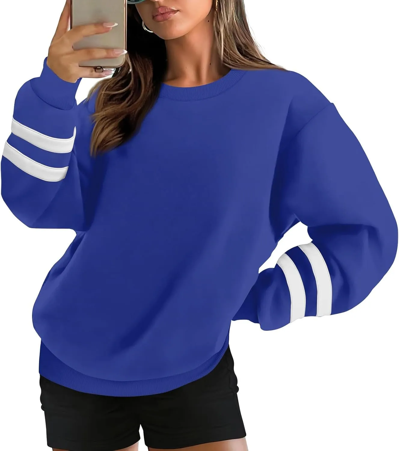 GOFULY Crewneck Sweatshirt For Women Trendy Plus Size Shirts Long Sleeve Oversized Sweatshirts Fall Winter Solid Pullover