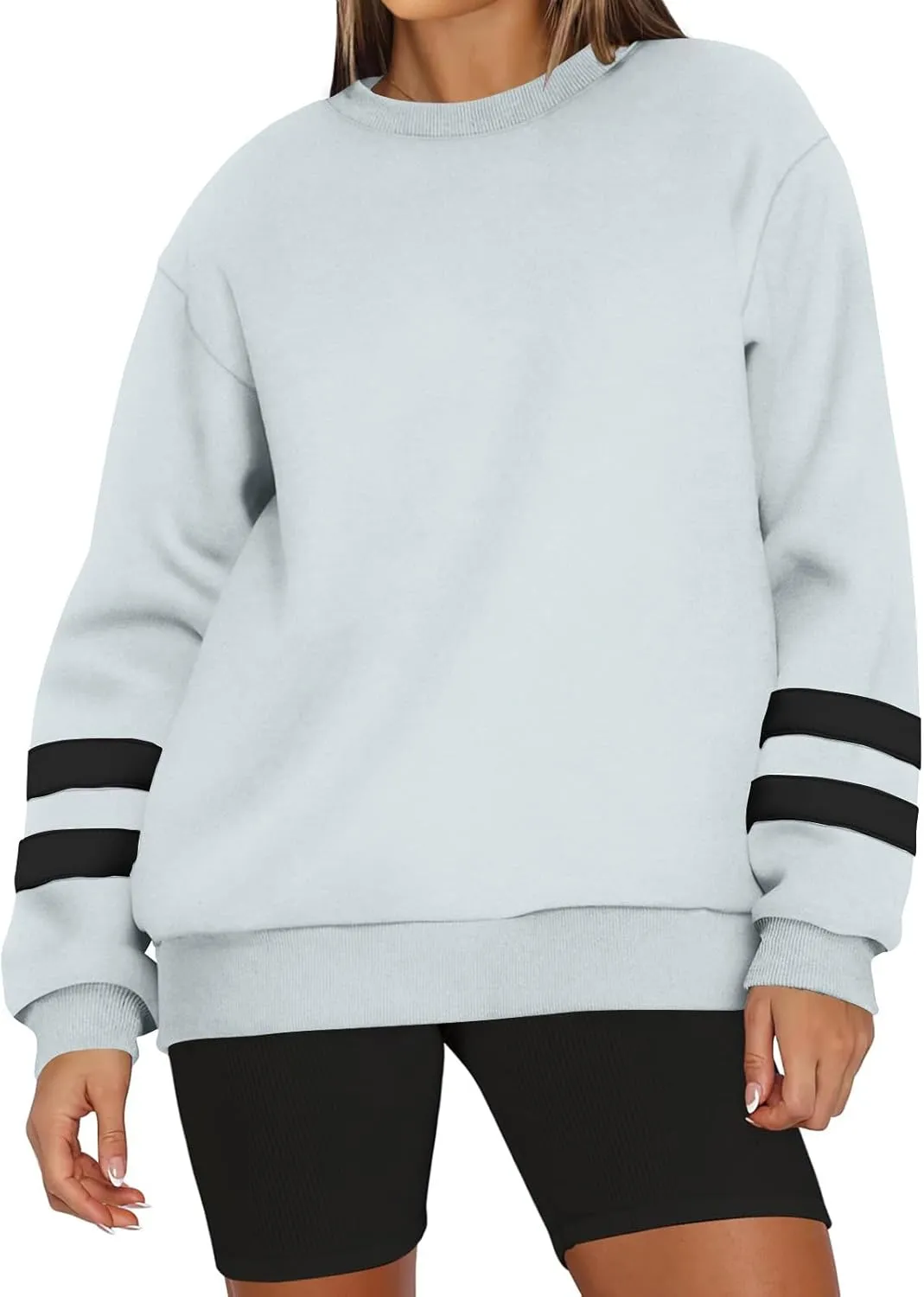 GOFULY Crewneck Sweatshirt For Women Trendy Plus Size Shirts Long Sleeve Oversized Sweatshirts Fall Winter Solid Pullover