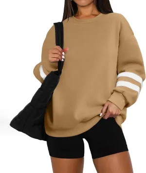 GOFULY Crewneck Sweatshirts Women Plus Size Oversized Fall Winter Pullover Long Sleeve Solid Sweatshirts Casual Shirts