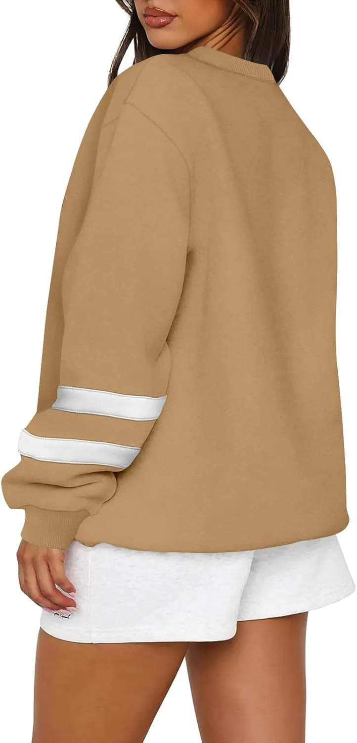 GOFULY Crewneck Sweatshirts Women Plus Size Oversized Fall Winter Pullover Long Sleeve Solid Sweatshirts Casual Shirts