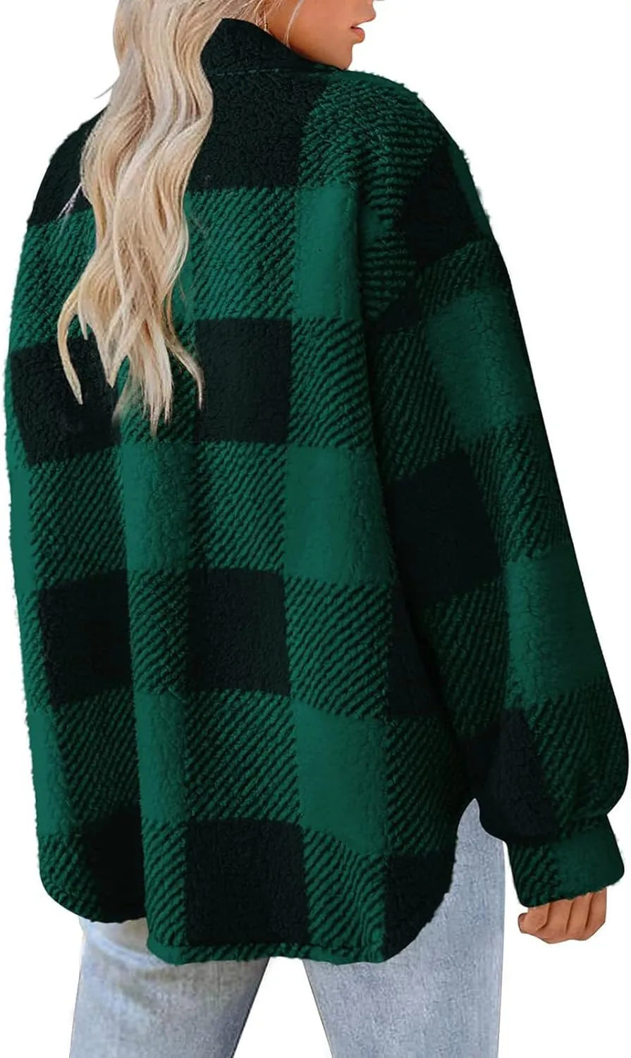 GOFULY Womens Winter Coats Casual Fuzzy Fleece Hoodies Button up Fall Sherpa Jackets Warm Plaid Cardigans Trendy Outerwear