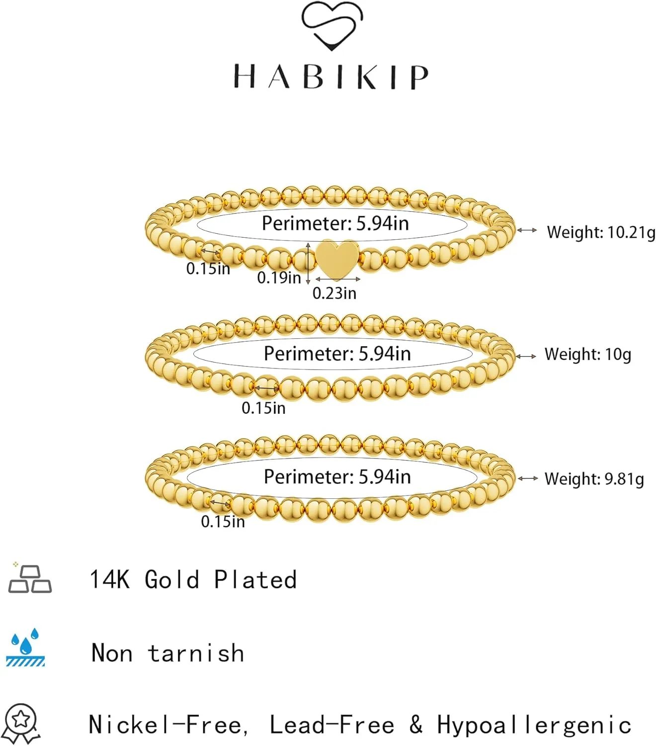 Gold Beaded Bracelets for Women, Dainty 14k Gold Plated Bracelet Stack Charm Stackable Bracelets Waterproof Adjustable Bracelet Sets Non Tarnish Jewelry Accessories for Women Christmas Gifts