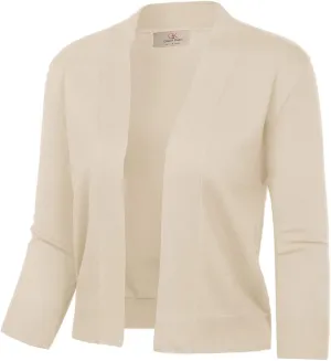 GRACE KARIN Women's 3/4 Sleeve Knit Cropped Cardigan Sweaters Open Front Bolero Shrugs Coat Tops S-3XL