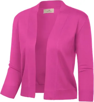 GRACE KARIN Women's 3/4 Sleeve Knit Cropped Cardigan Sweaters Open Front Bolero Shrugs Coat Tops S-3XL