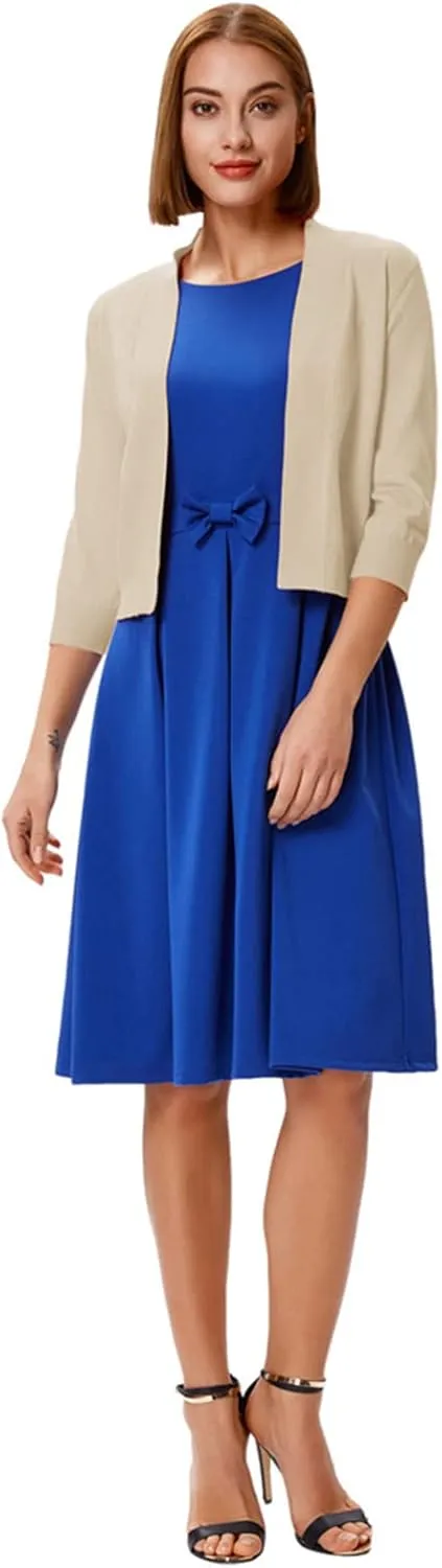 GRACE KARIN Women's 3/4 Sleeve Knit Cropped Cardigan Sweaters Open Front Bolero Shrugs Coat Tops S-3XL