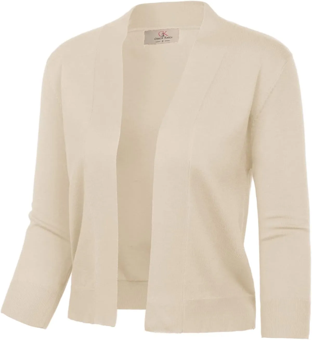 GRACE KARIN Women's 3/4 Sleeve Knit Cropped Cardigan Sweaters Open Front Bolero Shrugs Coat Tops S-3XL
