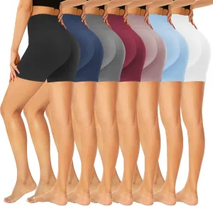 GROTEEN 7 Pack High Waisted 5''/8'' Biker Shorts for Women - Buttery Soft Black Workout Yoga Running Spandex Yoga Shorts
