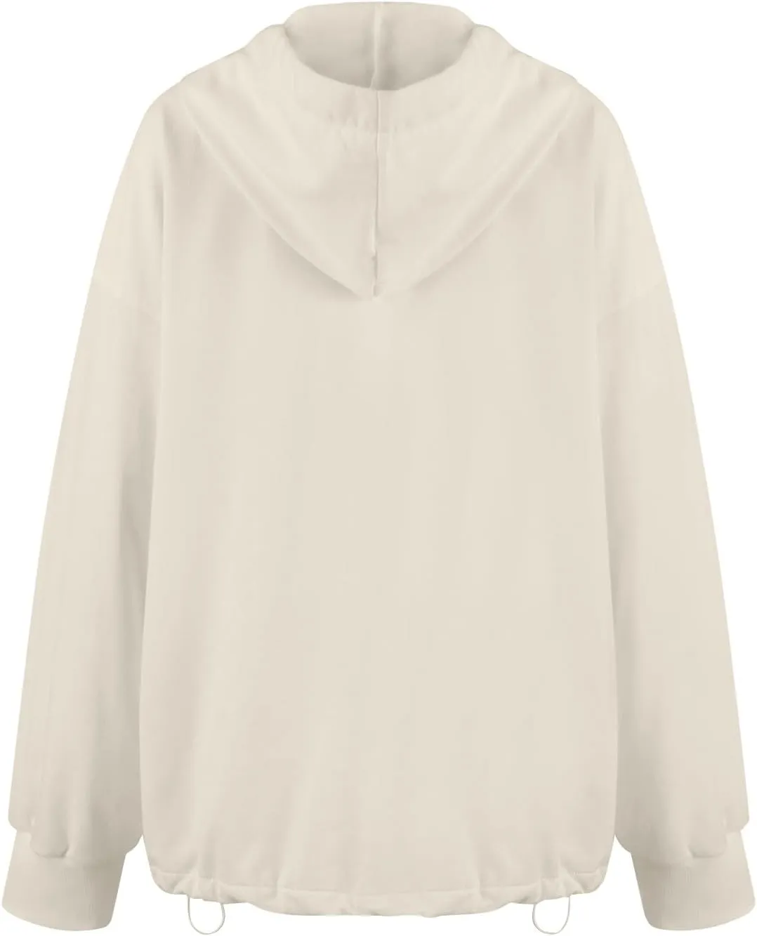 Half Zip Pullover Women Casual Long Sleeve Lapel Hooded Sweatshirt Cute Hoodies with Adjustable Drawstring Bottom