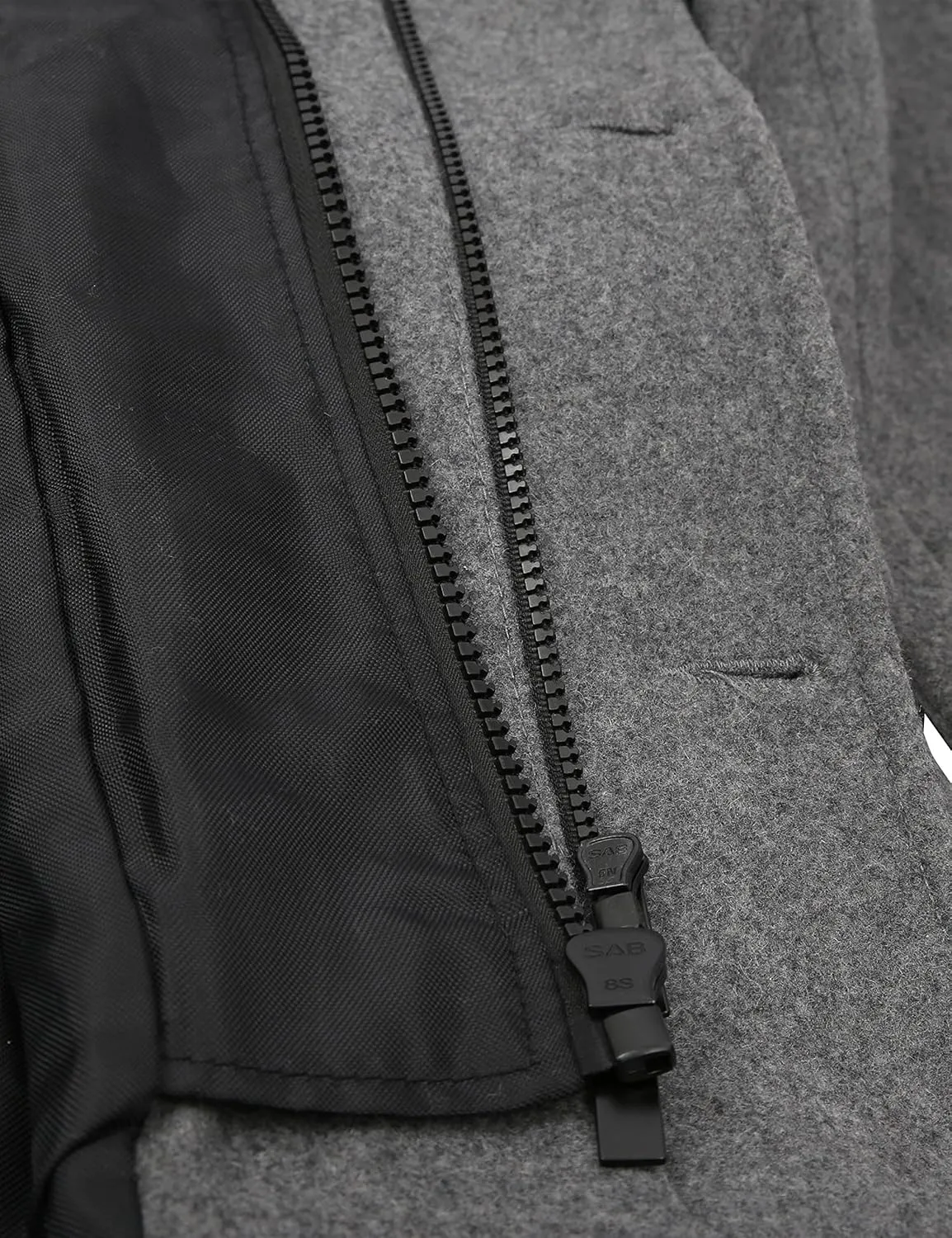 Hat and Beyond Mens Beau Wool Blend Jacket Classic Double Breasted Pea Coat Ribbed Knit Zipper Bib