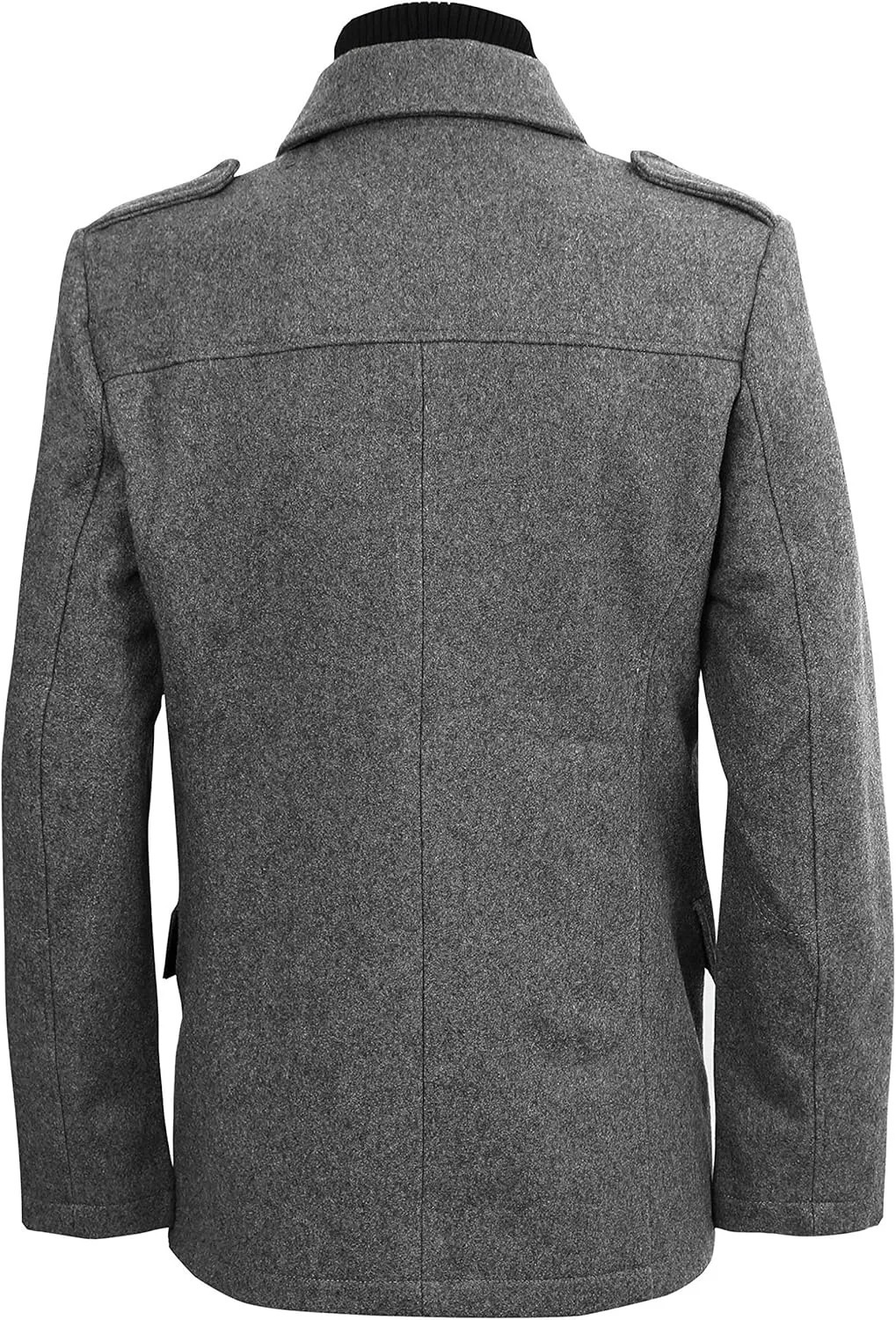 Hat and Beyond Mens Beau Wool Blend Jacket Classic Double Breasted Pea Coat Ribbed Knit Zipper Bib