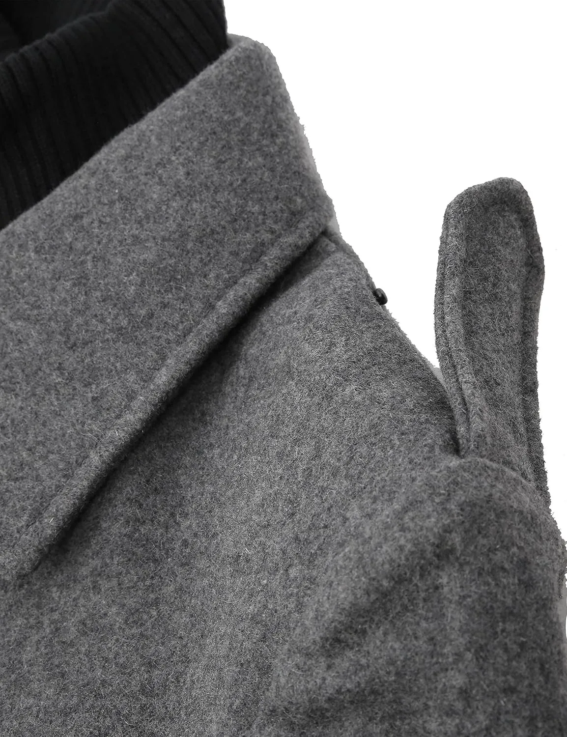 Hat and Beyond Mens Beau Wool Blend Jacket Classic Double Breasted Pea Coat Ribbed Knit Zipper Bib