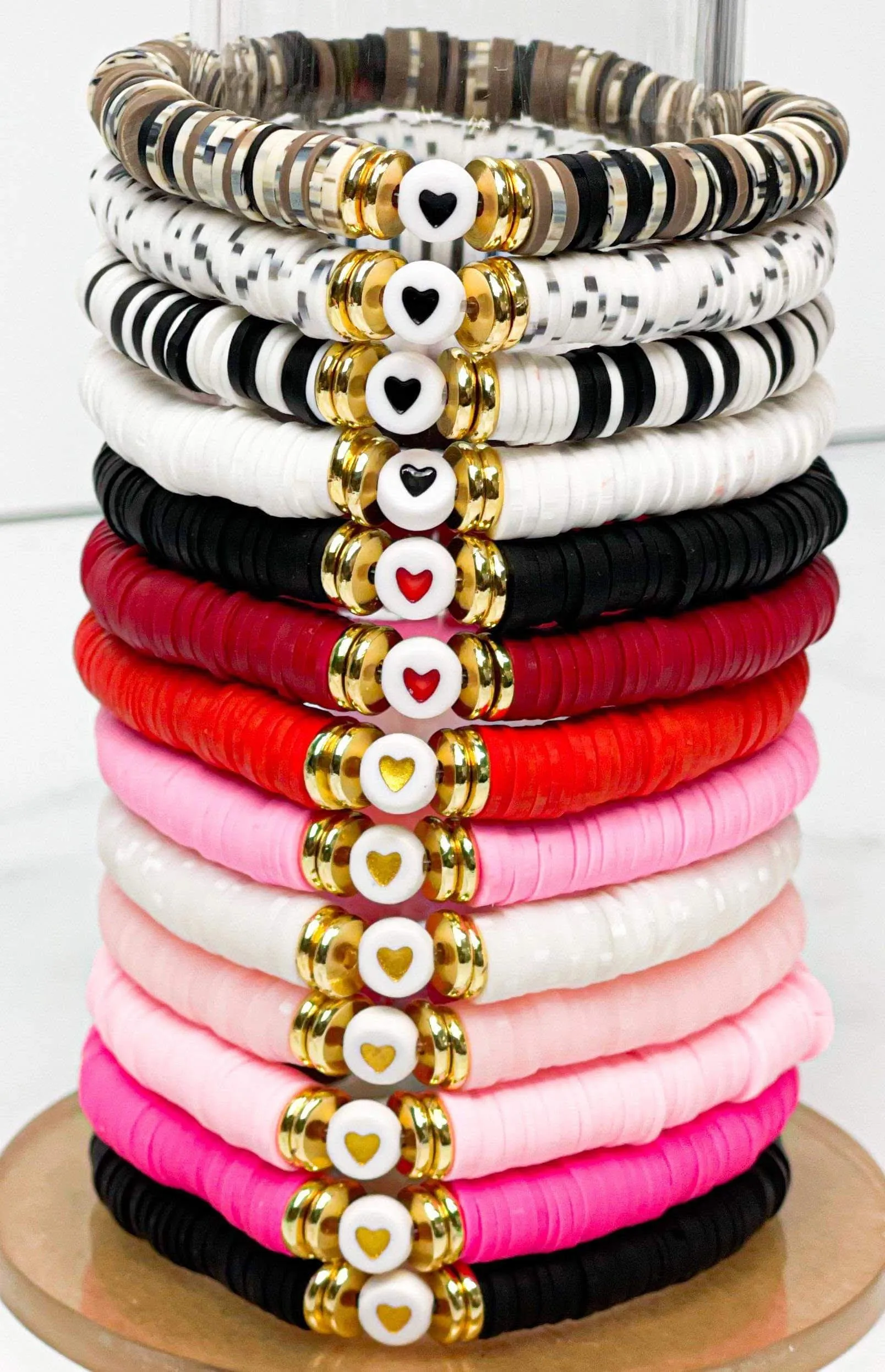 Heishi Color Pop Bracelet Heart Beaded