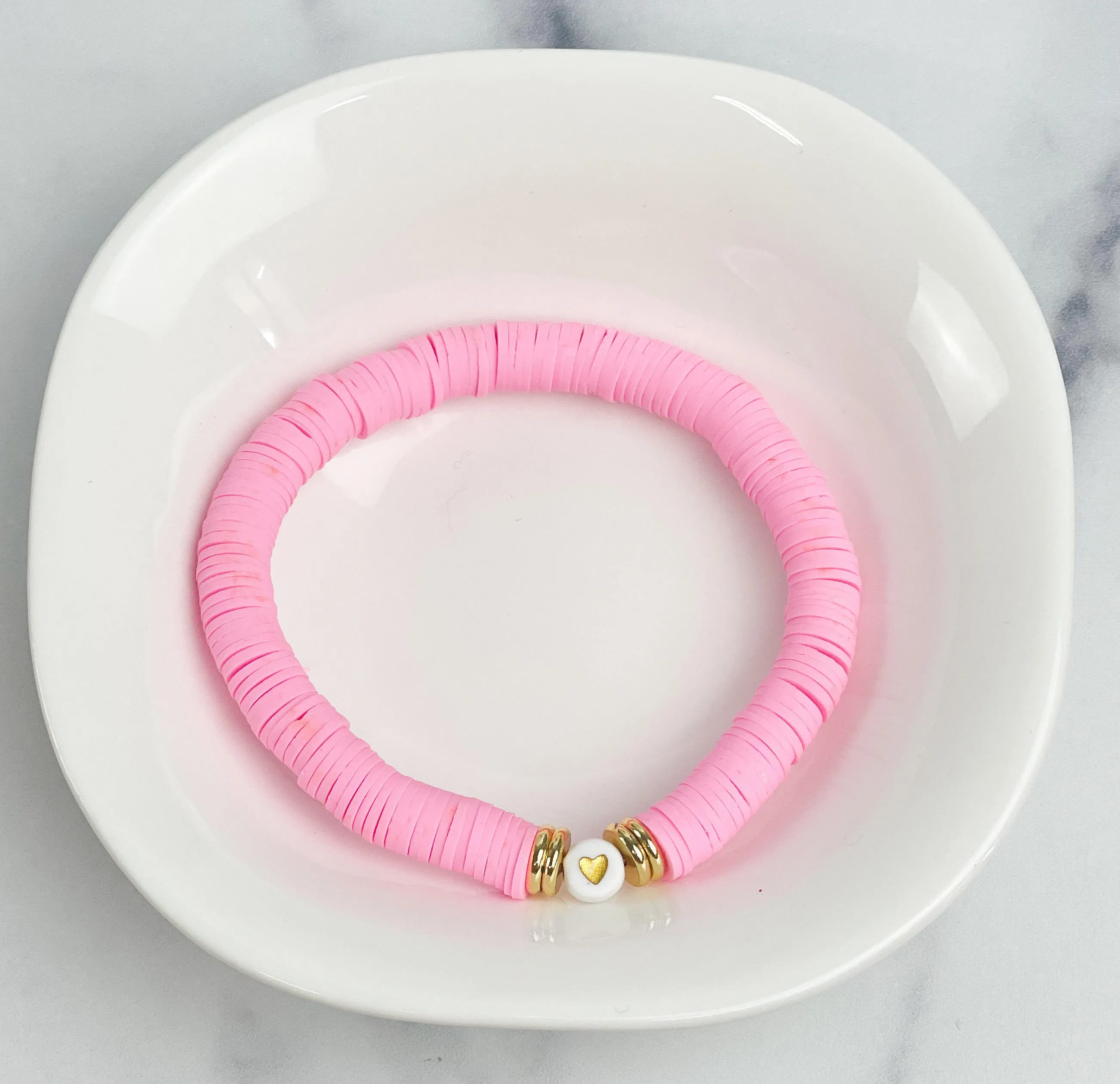 Heishi Color Pop Bracelet Heart Beaded