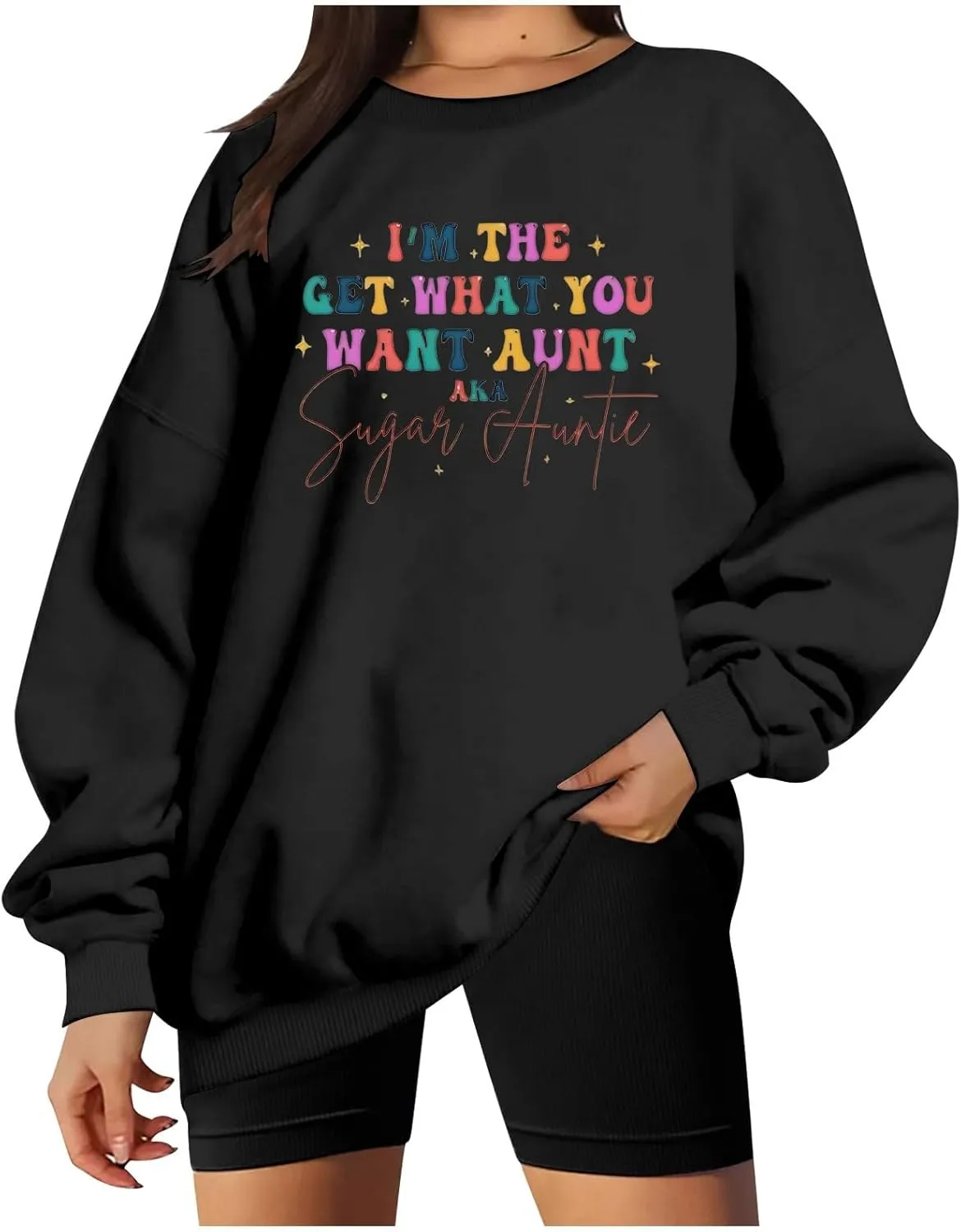 He's Hunting Sweatshirt, Women Letter Print Crewneck Sweatshirts 2024 Trendy Oversized Casual Long Sleeve Pullover