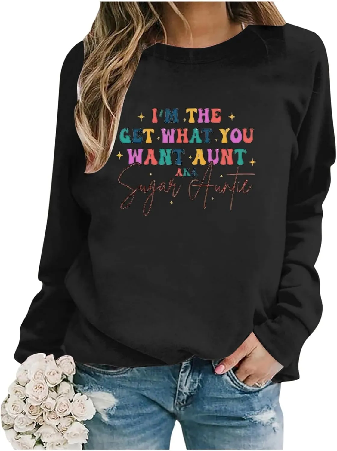 He's Hunting Sweatshirt, Women Letter Print Crewneck Sweatshirts 2024 Trendy Oversized Casual Long Sleeve Pullover