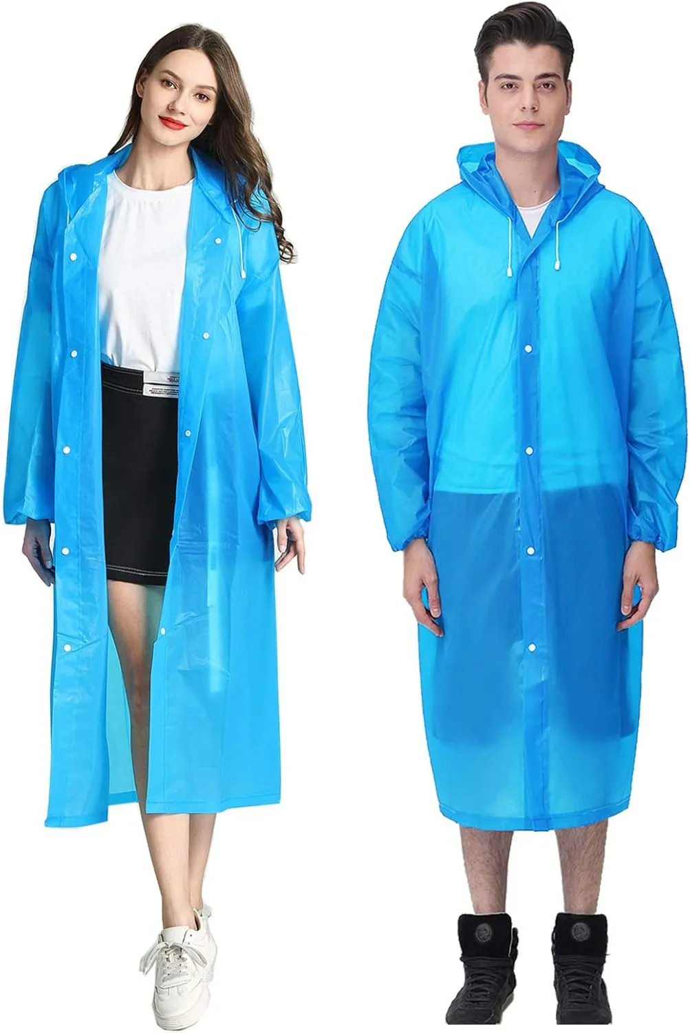 HLKZONE Raincoat, 2 Pack Rain Ponchos for Adults Travel Rain Jacket Packable Rain Coats for Women with Drawstring Hood